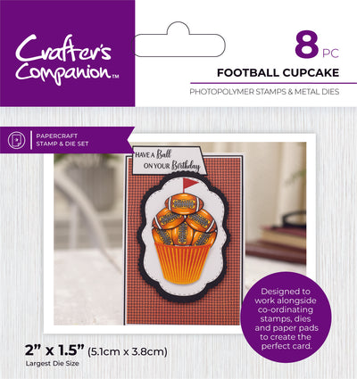 Crafter's Companion Modern Man Stamp and Die - Football Cupcake