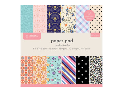 Crafters Companion 6” x 6” Paper Pad - Timeless Textiles