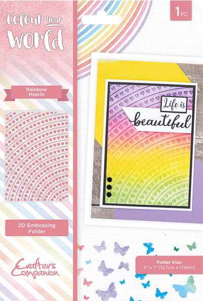 Colour Your World 5x7 2D Embossing Folder - Rainbow Hearts