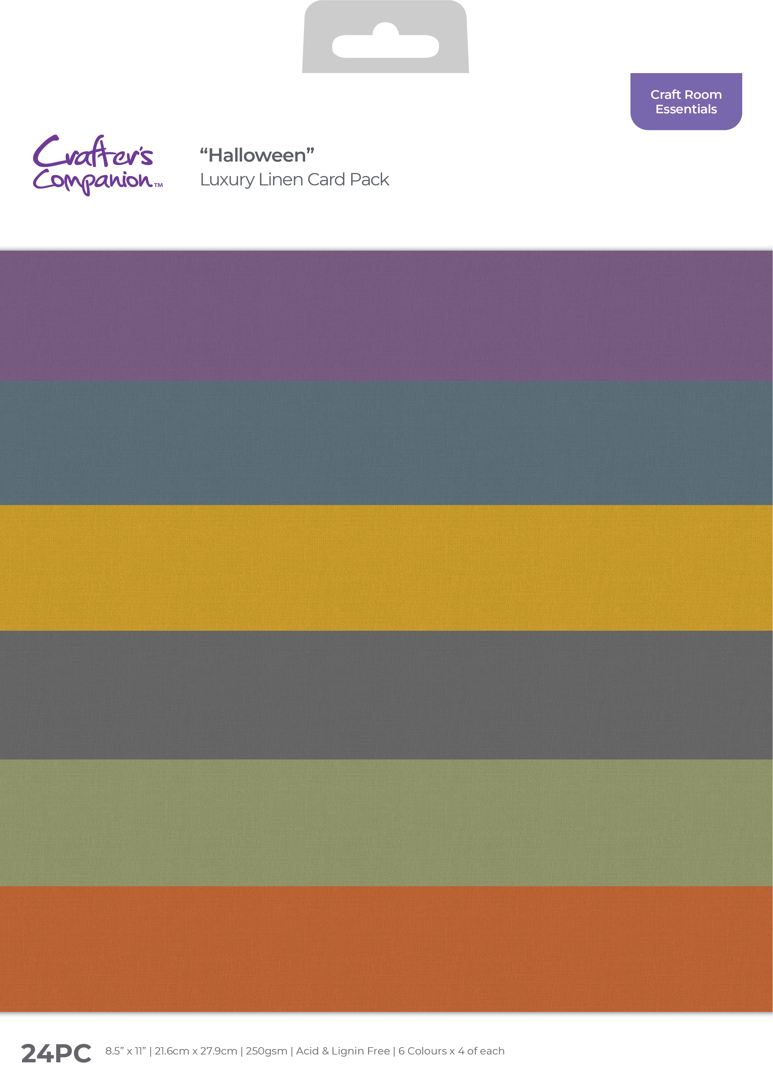 Crafter's Companion Craft Room Essentials 8.5” x 11” Linen Card Pack