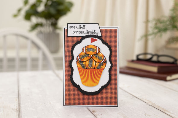 Crafter's Companion Modern Man Stamp and Die - Football Cupcake