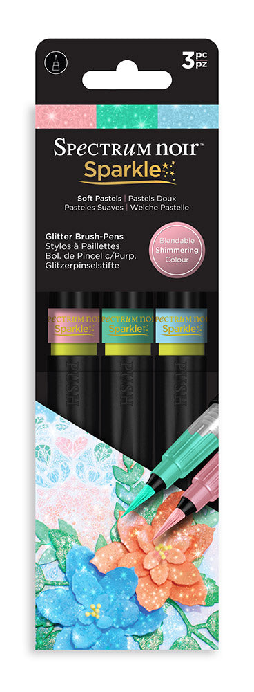 Spectrum Noir Soft Pastels Sparkle Glitter Brush Pens 3/Pkg