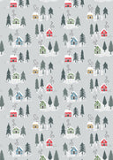 Lewis & Irene Fabric - Snow Day Houses on Silver