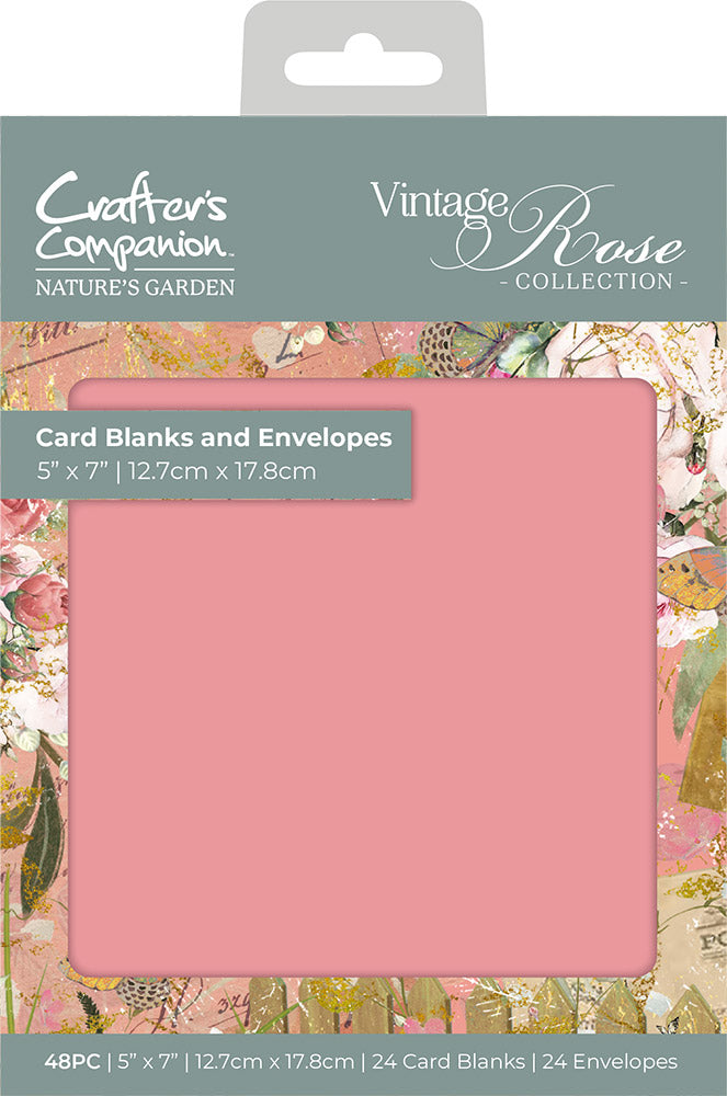 Natures Garden Vintage Rose 5 x 7 Card Blanks and Envelopes by Crafter's Companion