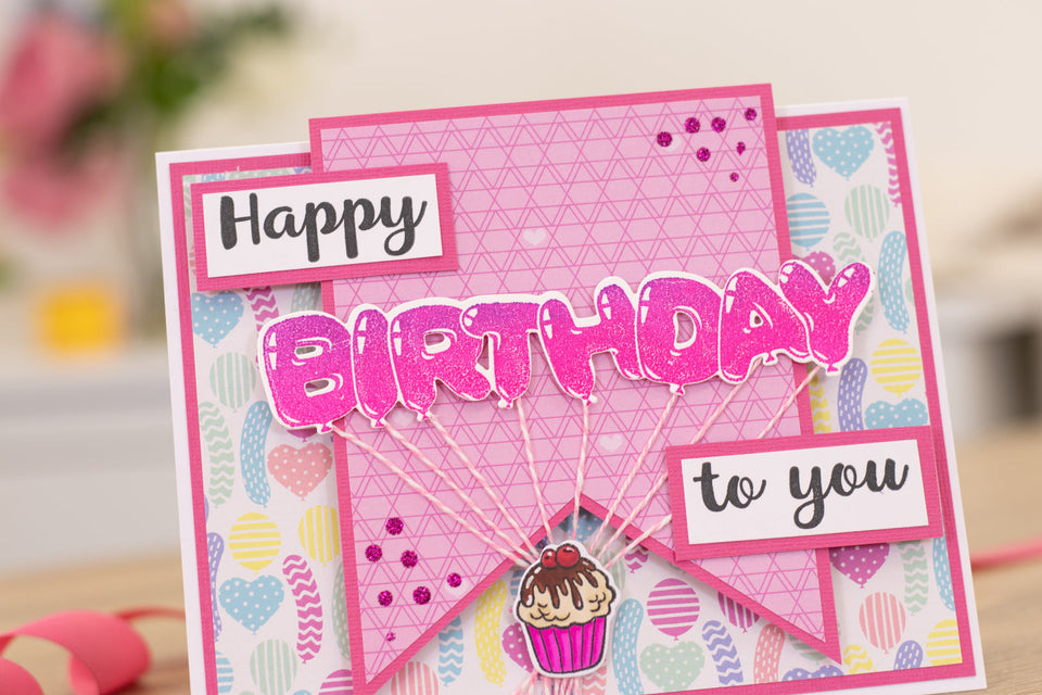 Make your projects pop with the Gemini Balloon Sentiments Stamp and Dies