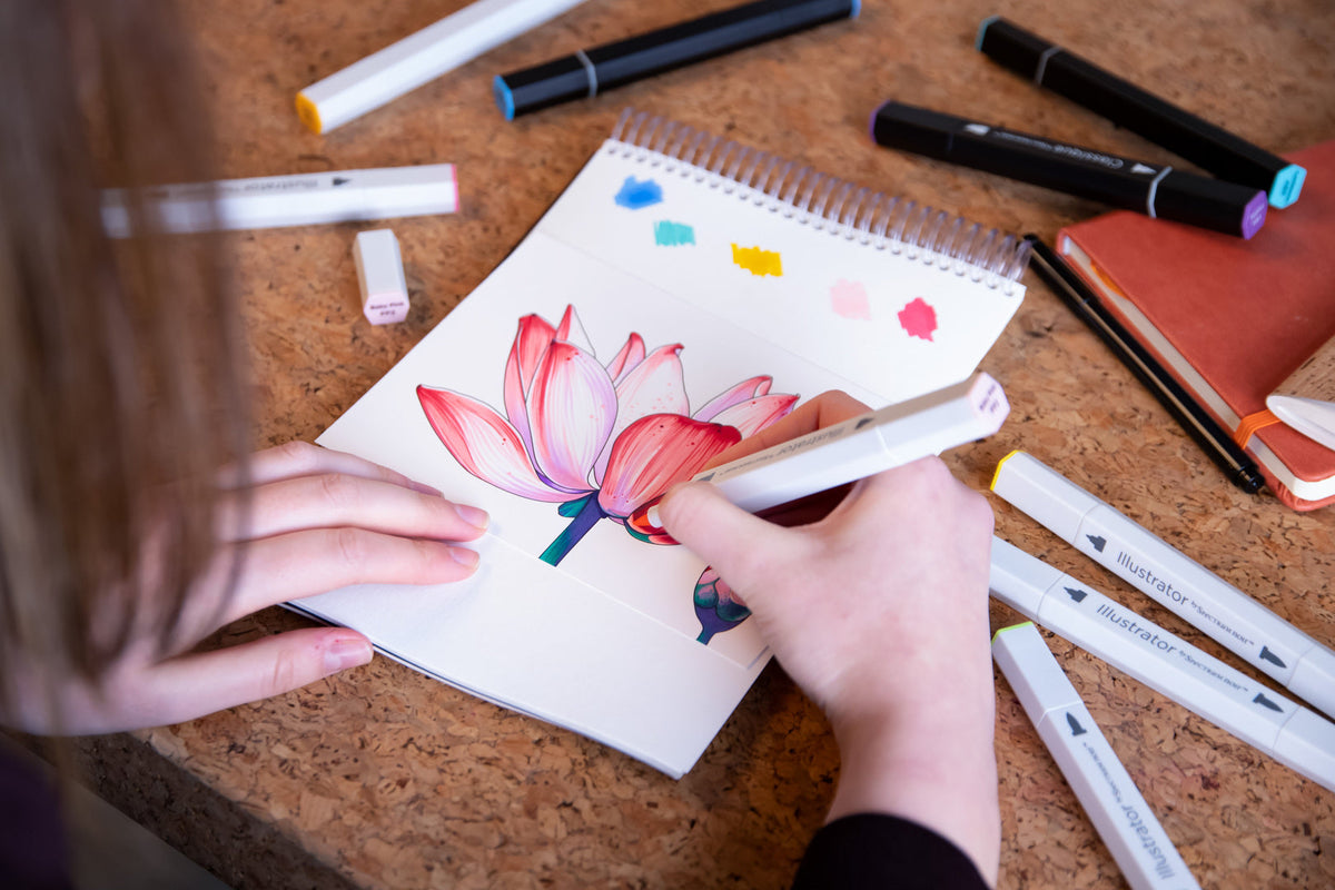 Colour and blend a beautiful water lily with alcohol markers