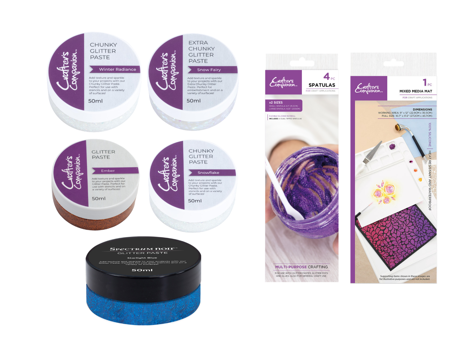 Crafter's Companion 5pc Glitter Paste with Tools Collection