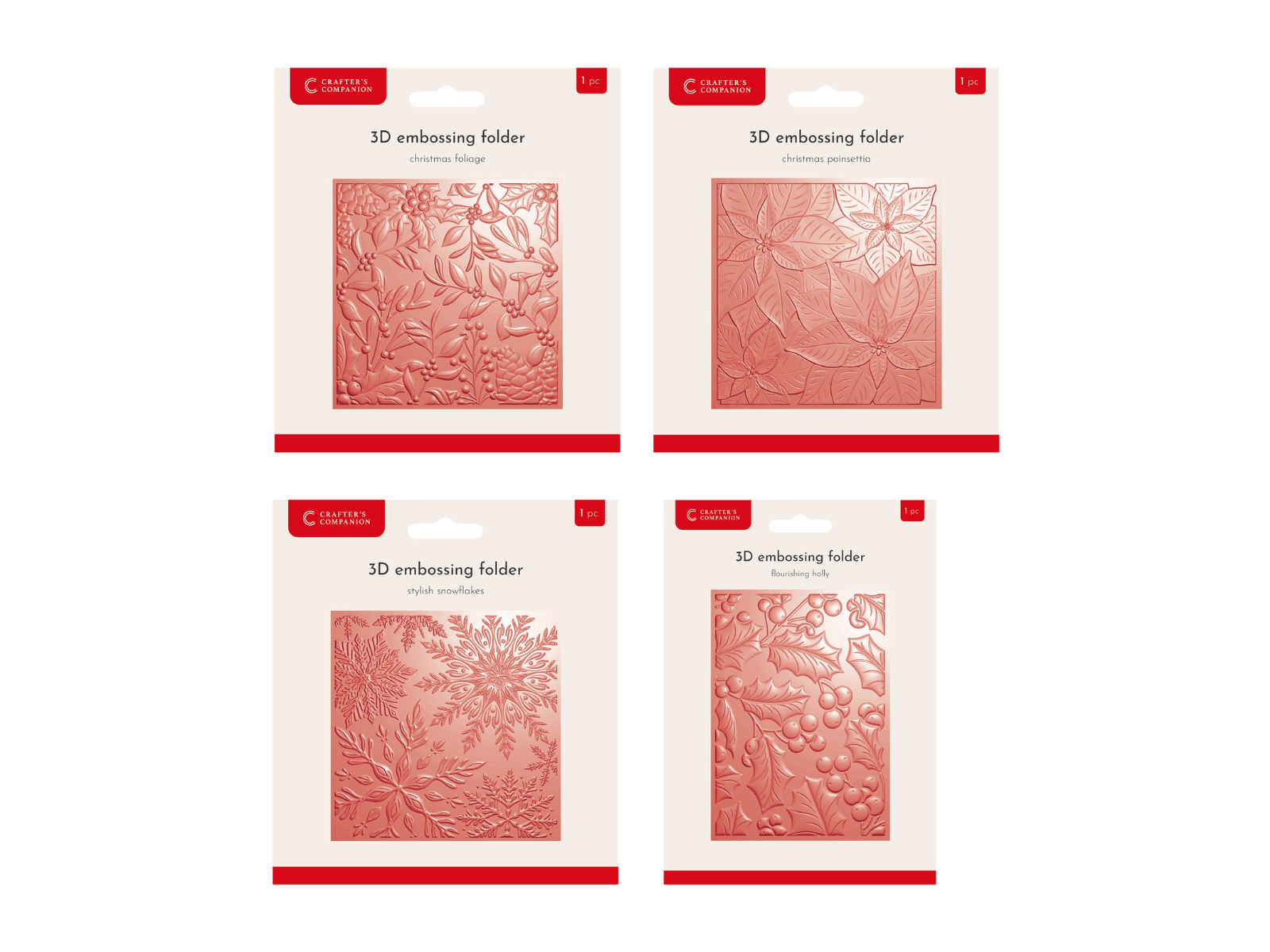 Crafter's Companion Christmas 3D Embossing Folder Selection