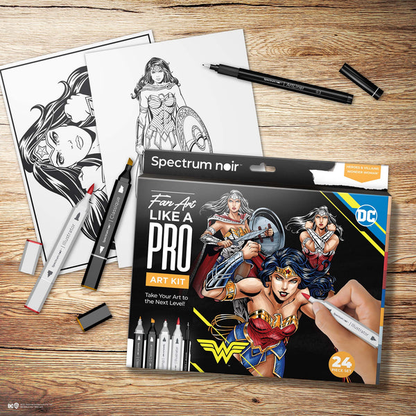 Some of the contents of the Wonder Woman Pro Art Kit by Spectrum Noir