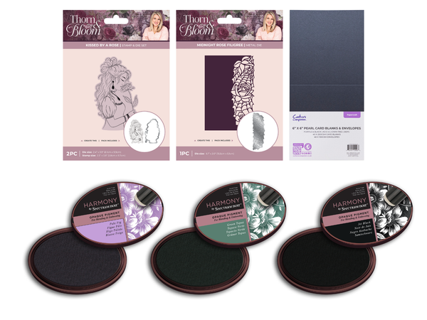 Sara Signature Thorn & Bloom Stamp & Dies with Inkpads Collection