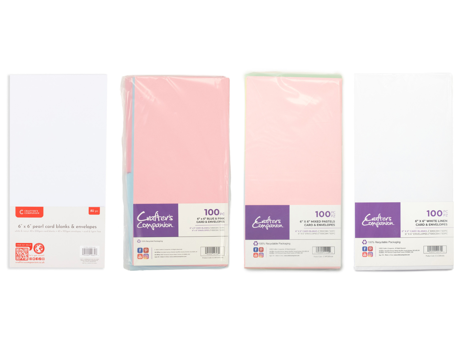 6x6" Card & Envelope 4pk Collection