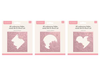 Crafter's Companion 3D Embossing Folder, Metal Dies & Stencil Selection