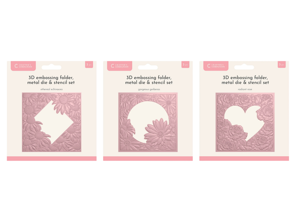 Crafter's Companion 3D Embossing Folder, Metal Dies & Stencil Selection