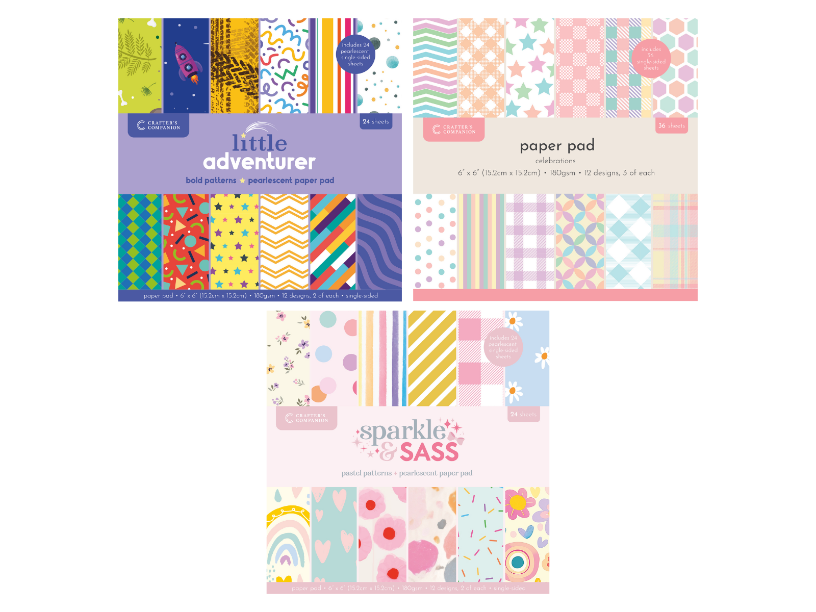 Crafter's Companion 6x6 Paper Pad 3pc Selection