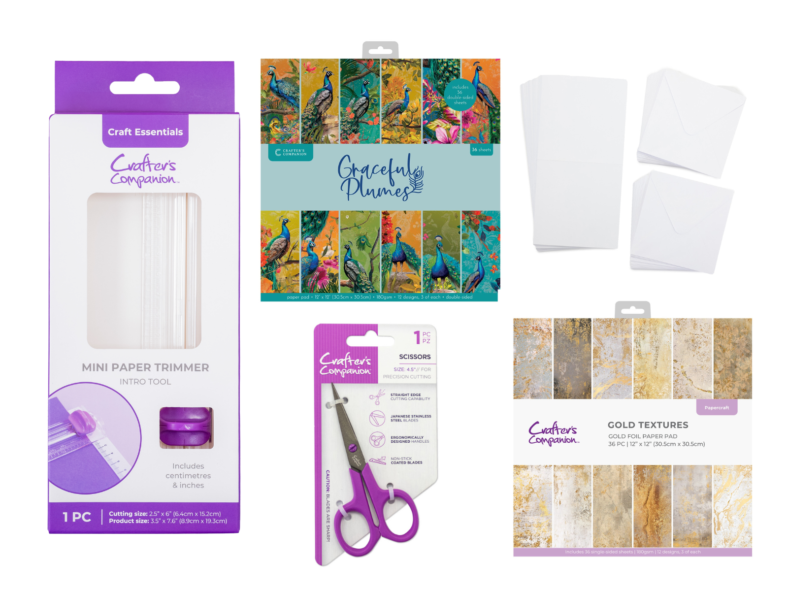 Crafter's Companion Mini Paper Trimmer & Gold Textures Paper Pad SHOWSTOPPER