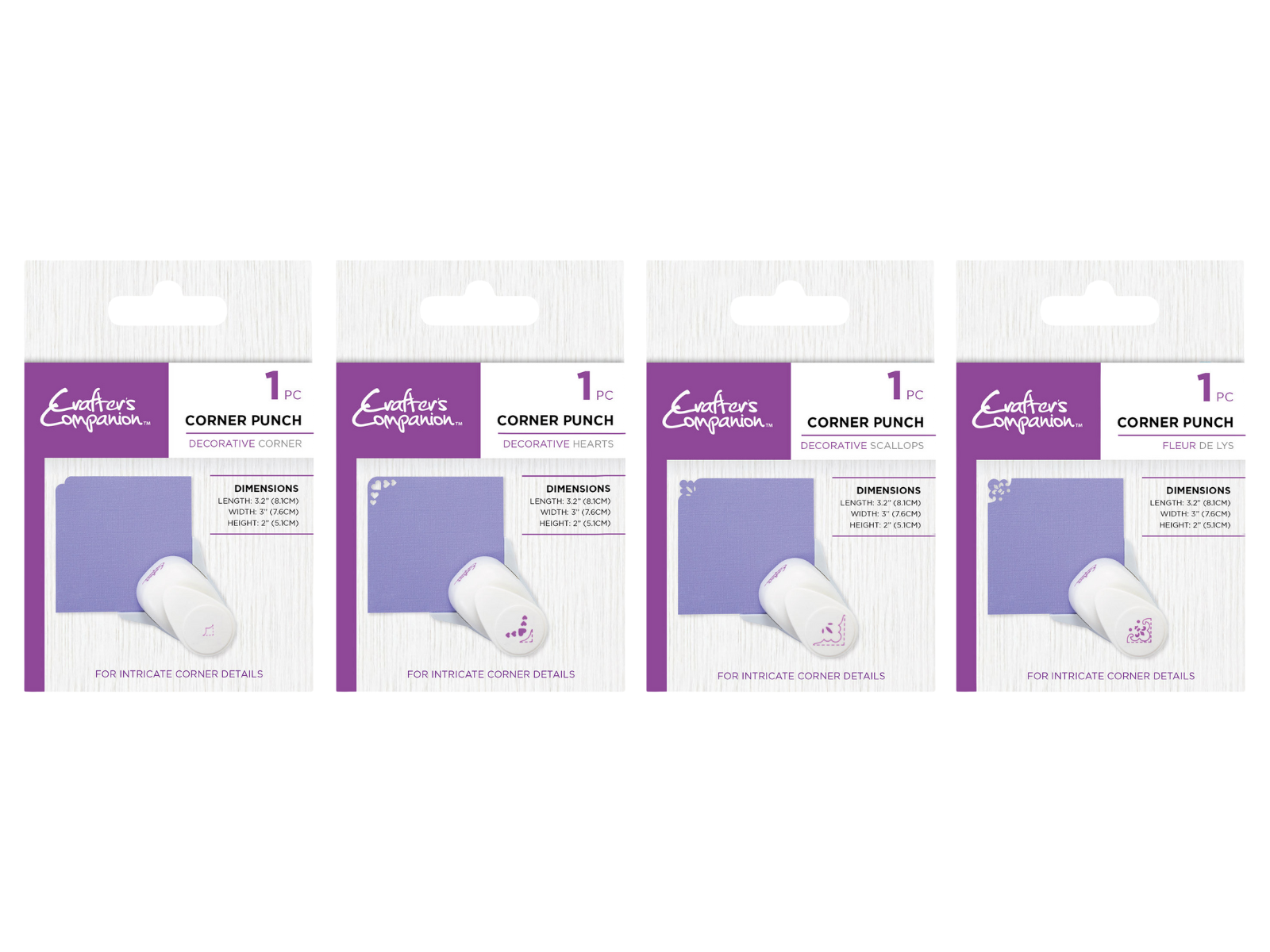 Crafter's Companion Corner Punch Tools 4pk Collection