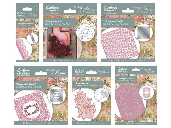 Nature's Garden Vintage Rose Dies and Embossing Folder 6pc Selection