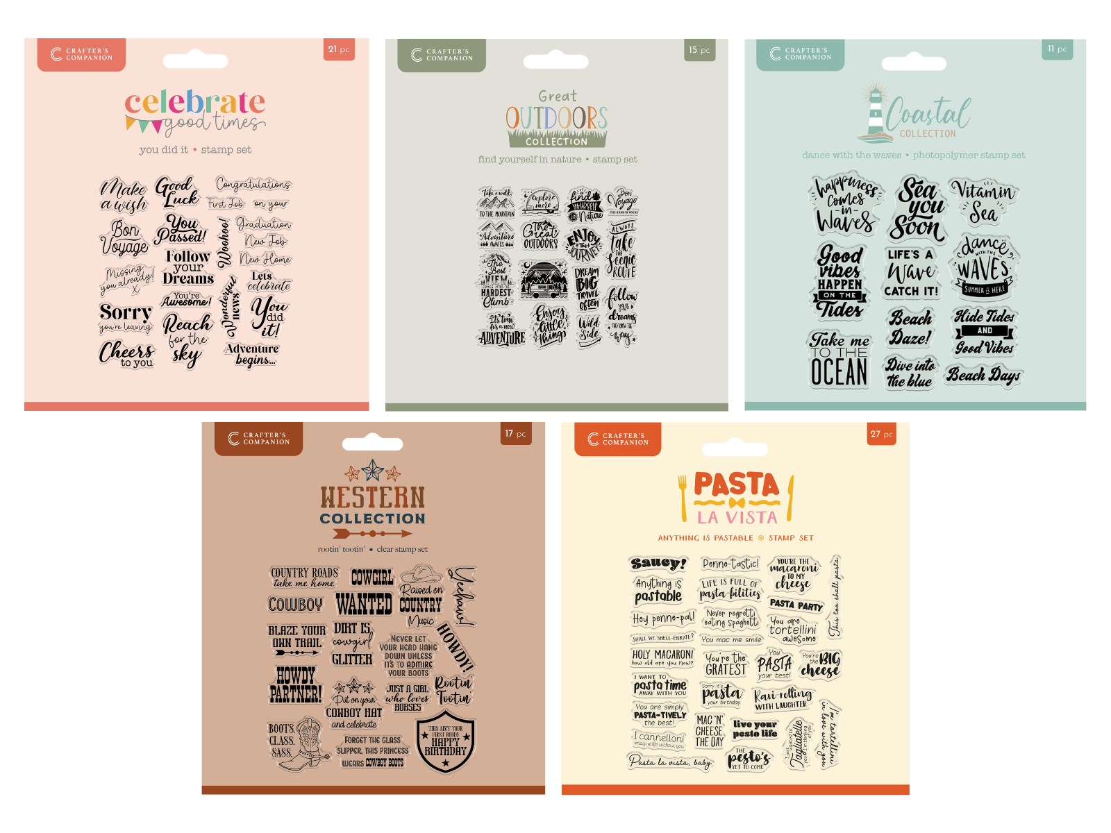 Crafter's Companion Sentiment Stamp 5pc Selection
