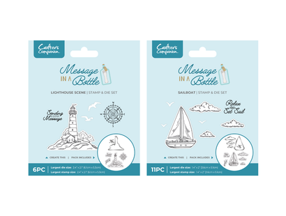 Crafter's Companion Message In A Bottle 2pc Stamp & Die Selection