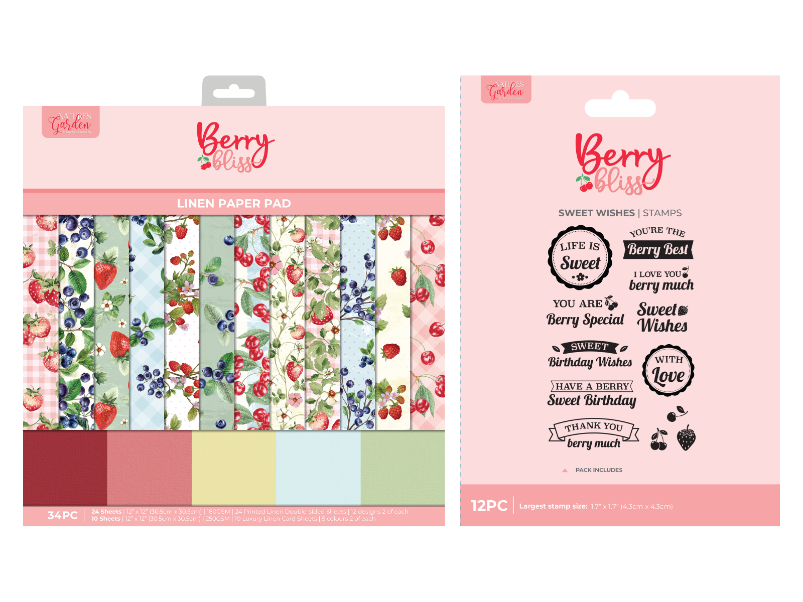 Berry Bliss 12" Paper Pad and Stamp Set Collection