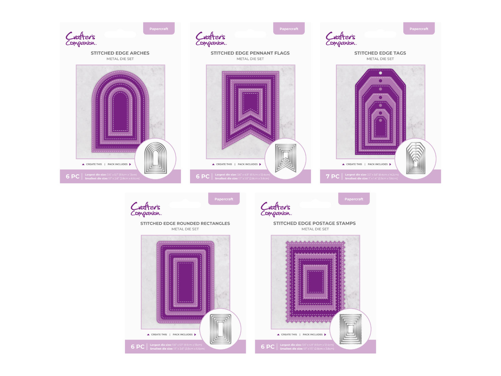 Crafter's Companion Stitched Edge Dies 5pk