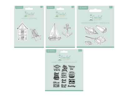 Crafter's Companion Coastal Collection Stamp & Die 4pc Selection