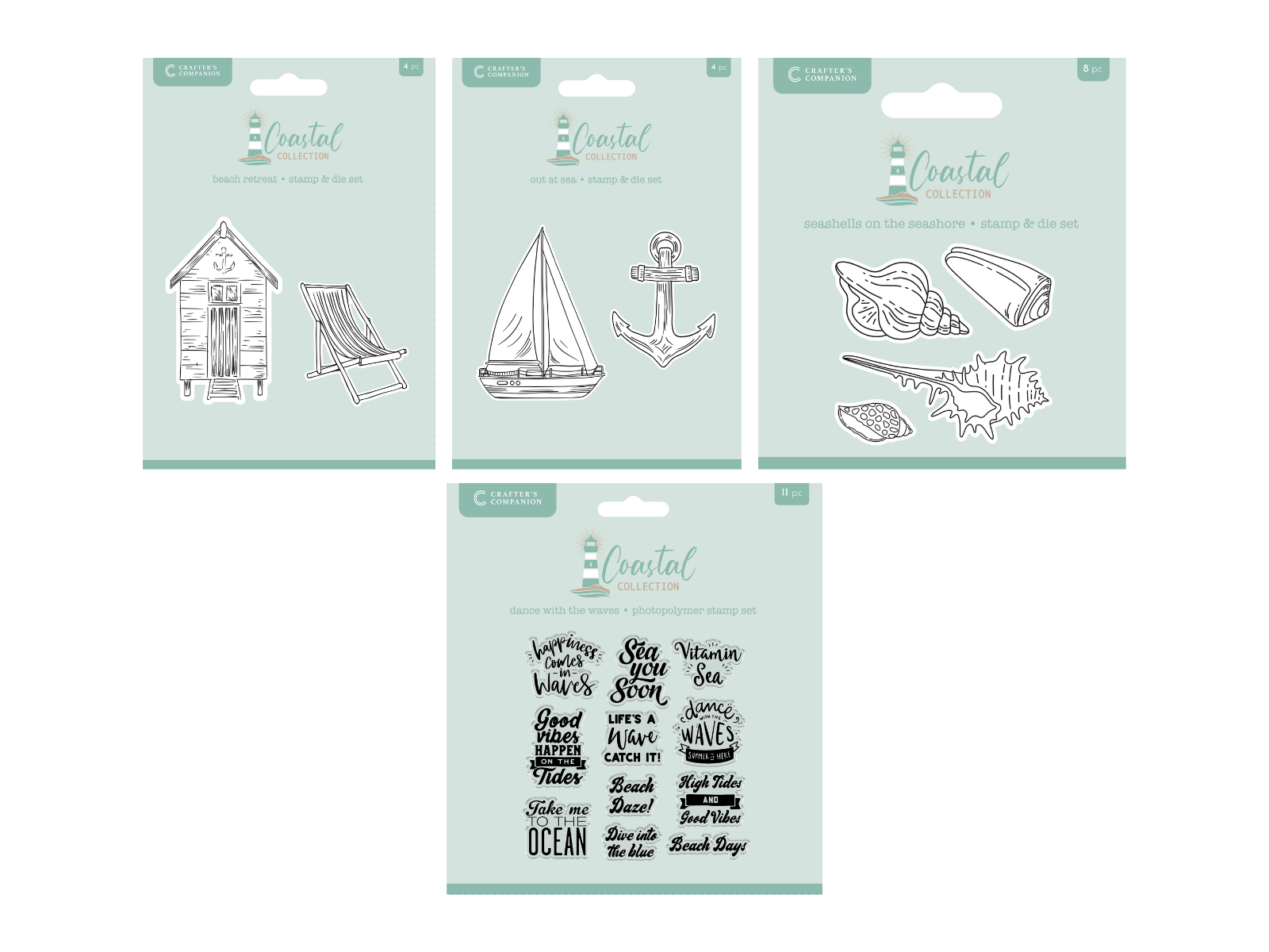 Crafter's Companion Coastal Collection Stamp & Die 4pc Selection