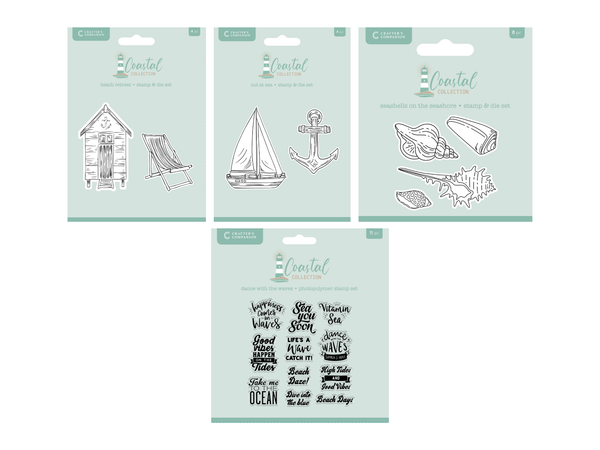 Crafter's Companion Coastal Collection Stamp & Die 4pc Selection