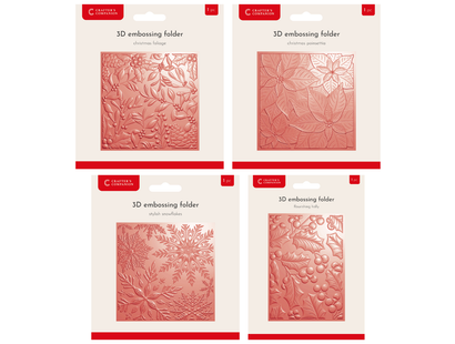 Crafter's Companion Christmas 3D Embossing Folder 4pk Selection
