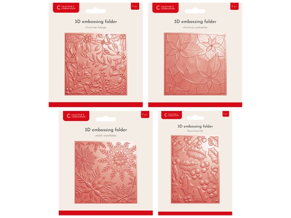 Crafter's Companion Christmas 3D Embossing Folder 4pk Selection