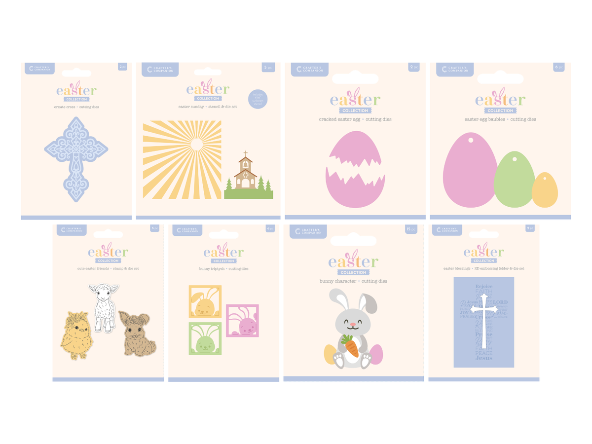 Easter 8pc Dies, Stamps, Embossing Folders Collection