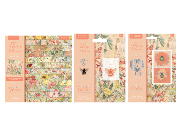 Nature's Garden Floral & Fauna Pad, Stamp & Die 3pc Collection