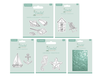 Coastal Collection 5pc Stamp, Die & Embossing Folder Collection