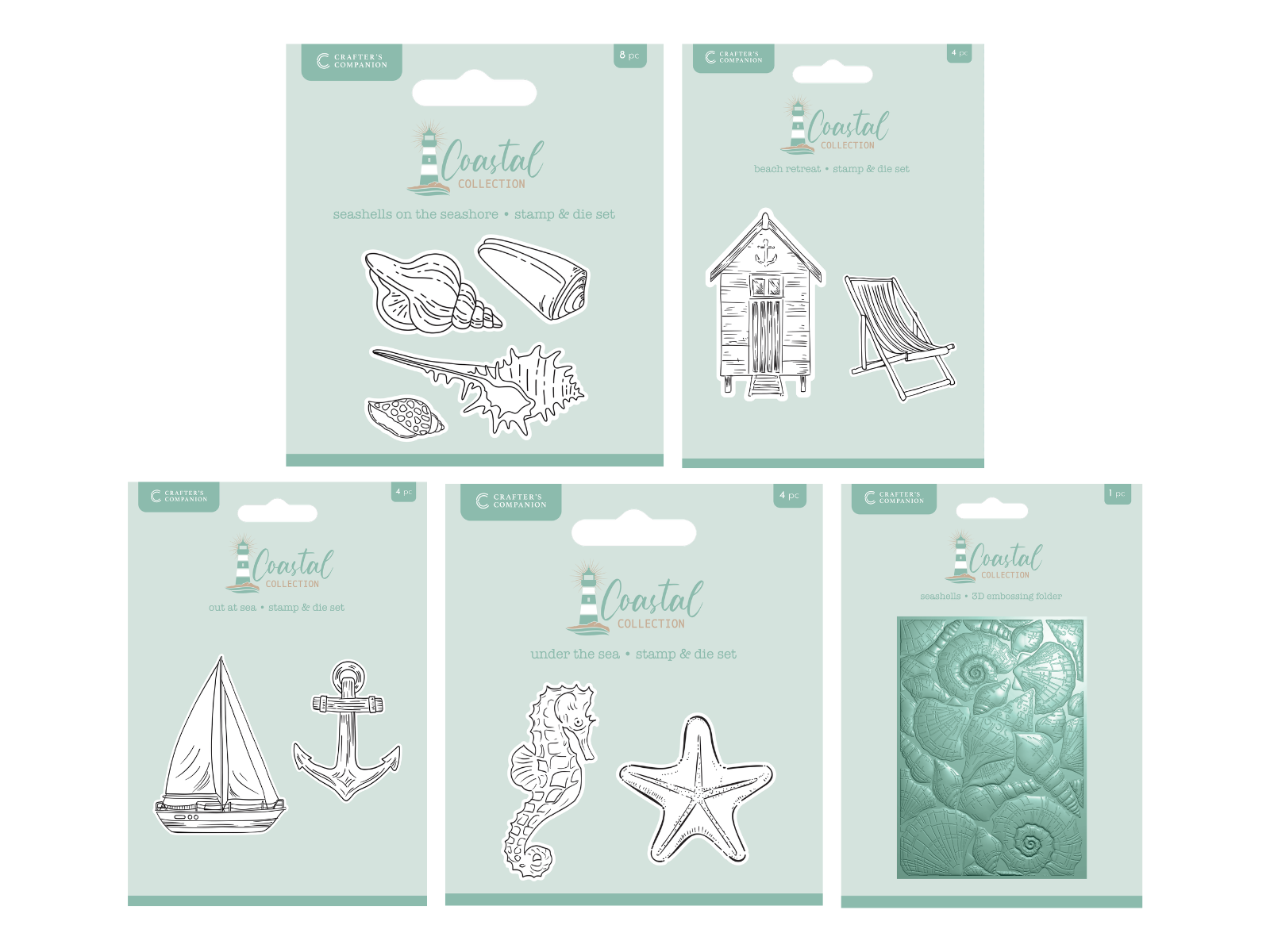 Coastal Collection 5pc Stamp, Die & Embossing Folder Collection