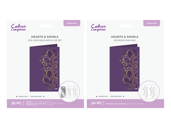 Hearts & Swirls Metal Die and Rub Ons Bundle