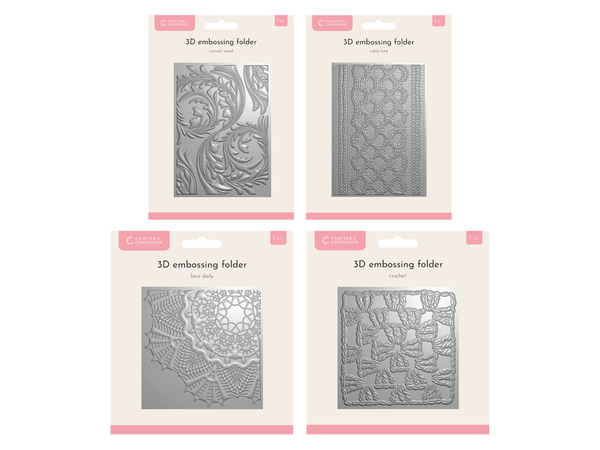 Crafter's Companion 3D Textured Embossing Folders 4pc