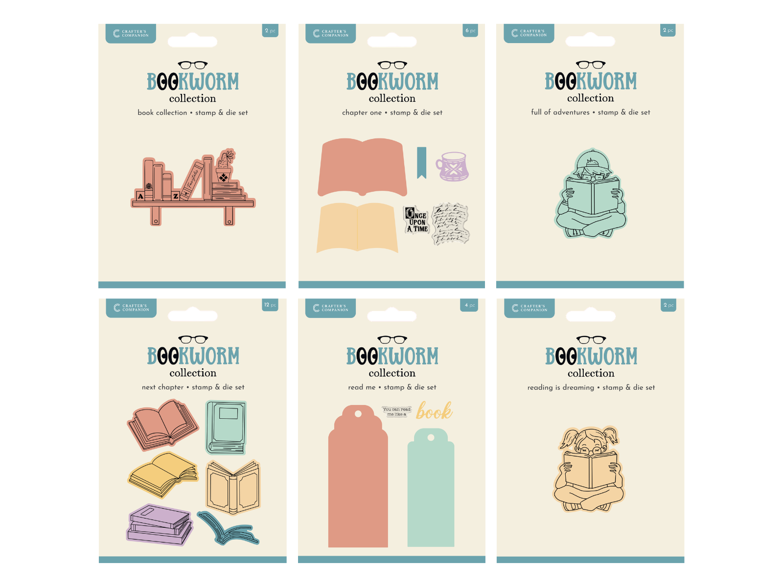 Bookworm 6pc Stamp & Die Sets Collection
