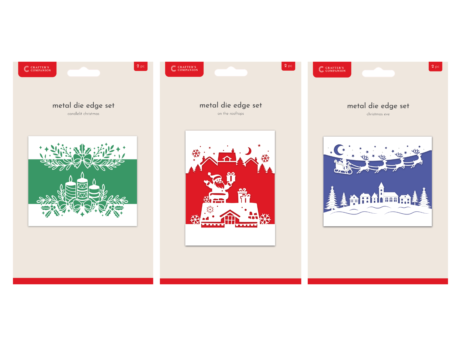 Top & Bottom Edge Christmas Dies 3pc Collection