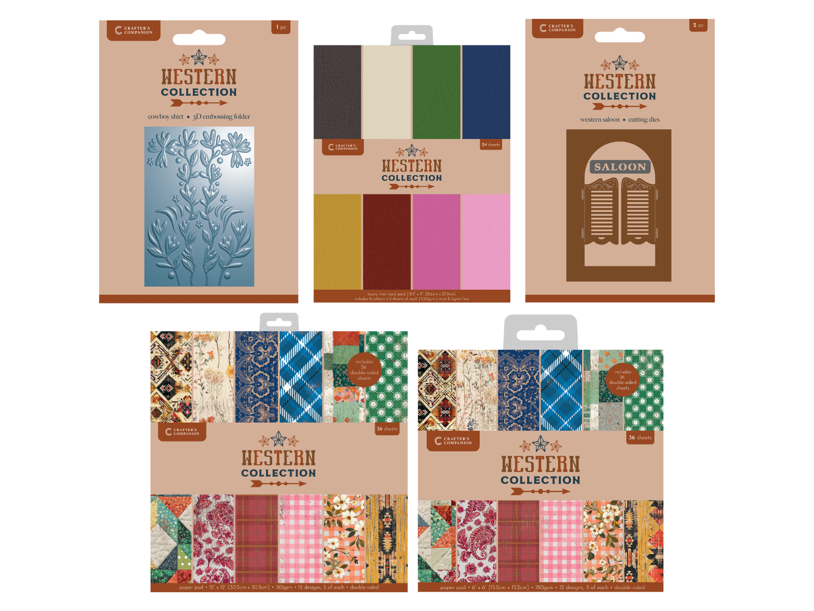 Western Collection Paper, Card, Die and Embossing Folder 5pc Collection