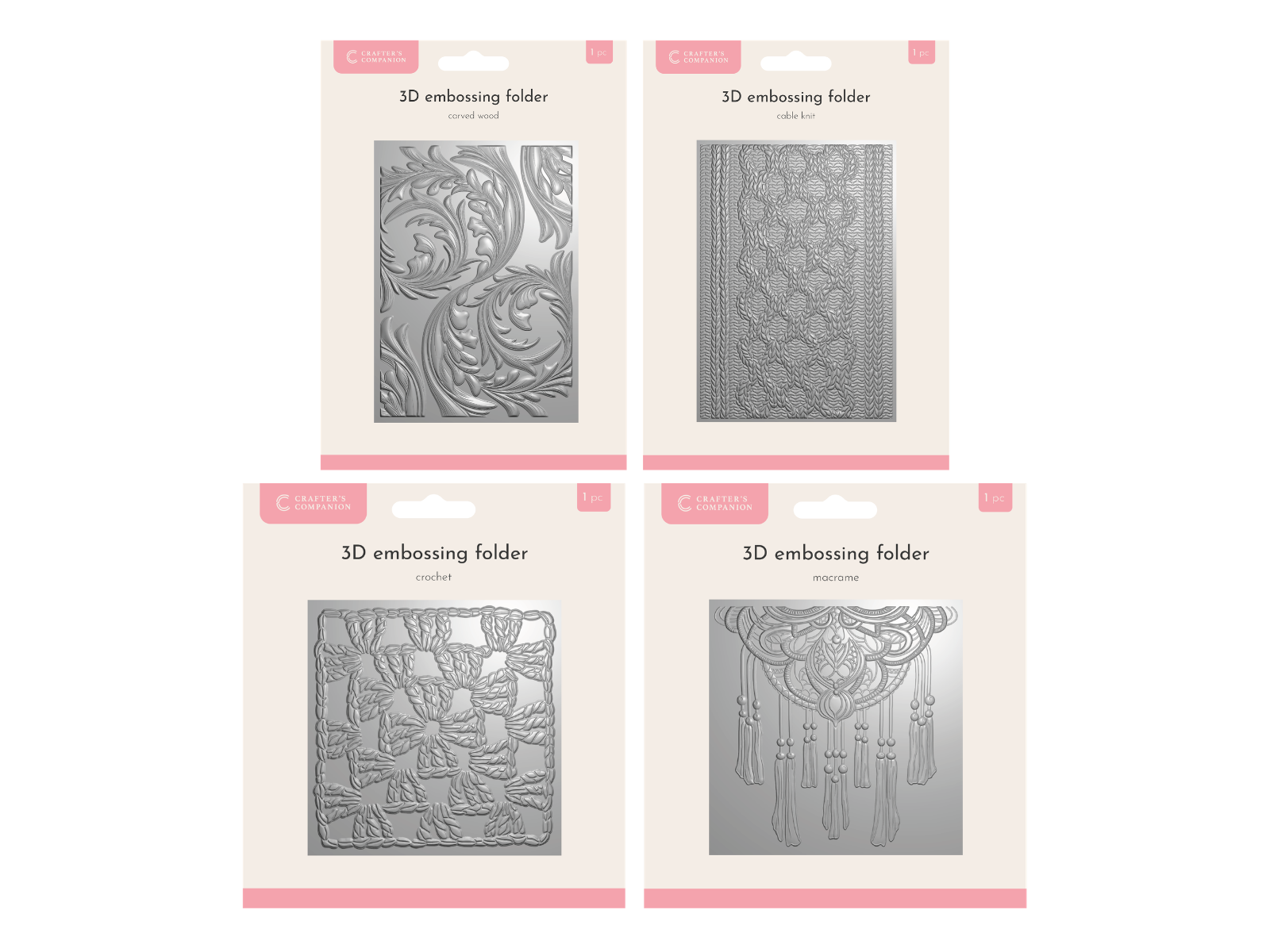 5x7 3D Embossing Folders 4pk Collection