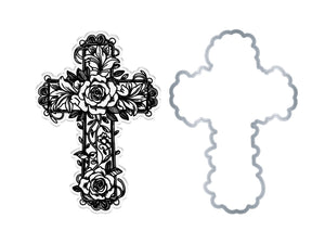 Floral Cross Stamp & Metal Die Set