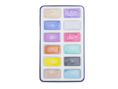 Crafter's Companion Holographic Glitter Paint Palette - 12 Colours