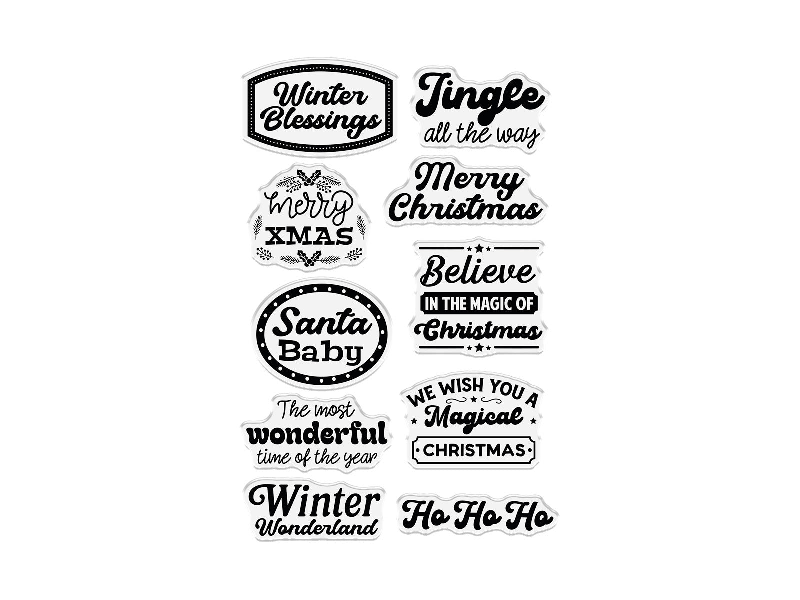 Crafter's Companion Retro Christmas Collection Clear Acrylic Stamp Set - Winter Blessings