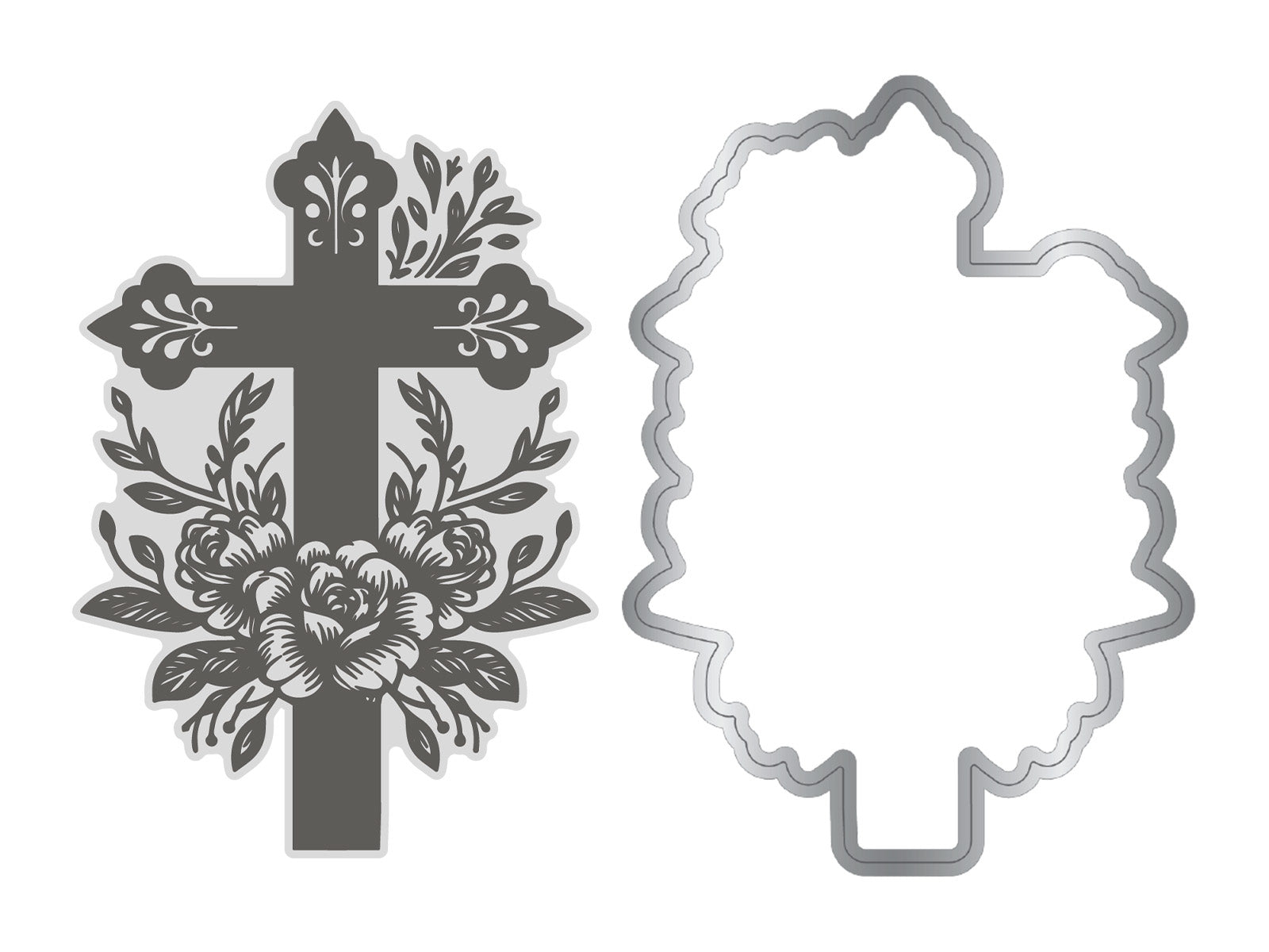 Ornate Floral Cross LetterPress Press Plate & Metal Die Set