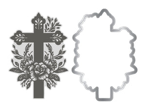 Ornate Floral Cross LetterPress Press Plate & Metal Die Set