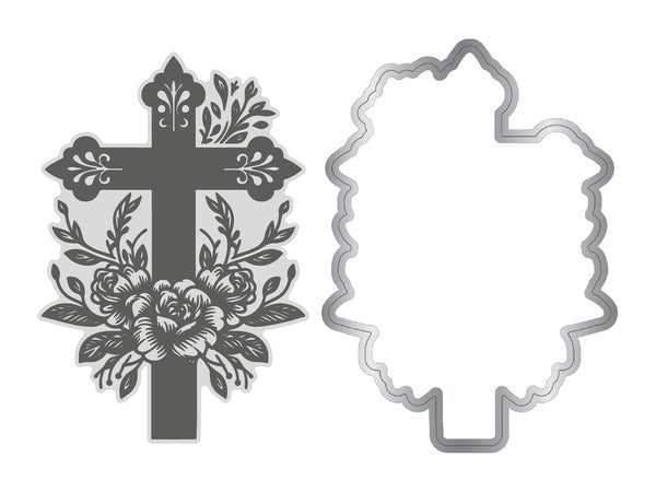 Ornate Floral Cross LetterPress Press Plate & Metal Die Set