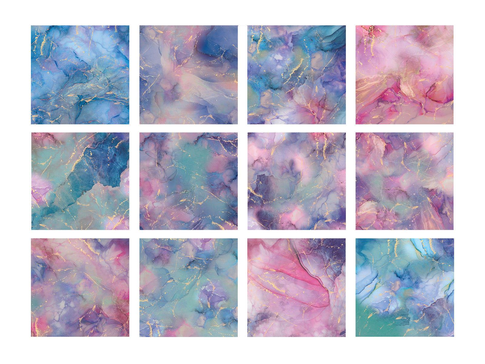 Natures Garden Lunar Blooms - 8”x8” Marble Paper Pad 24 Sheets