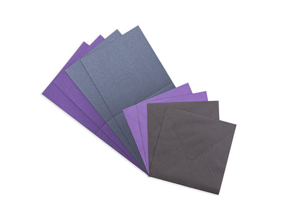Crafter's Companion 6" x 6" Pearl Card & Envelope Packs - Purple & Black 80 Pack