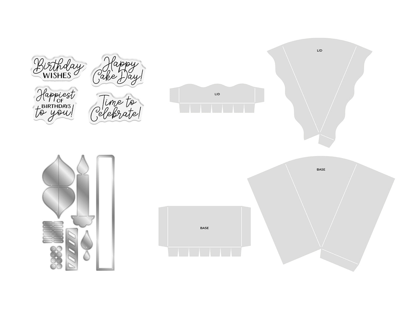 Crafter's Companion Birthday Celebrations Photopolymer Stamp, Die and Stencil - Birthday Cake Treat Box