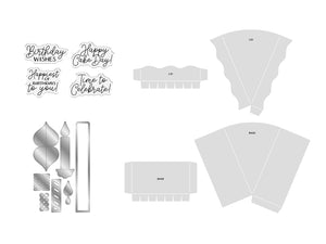 Crafter's Companion Birthday Celebrations Photopolymer Stamp, Die and Stencil - Birthday Cake Treat Box